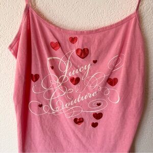 Vintage Y2K mcbling sexy pink juicy couture tank top with hearts & rhinestones
